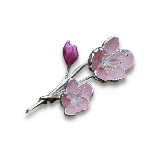 Cherry Blossom Pink Flower Brooch