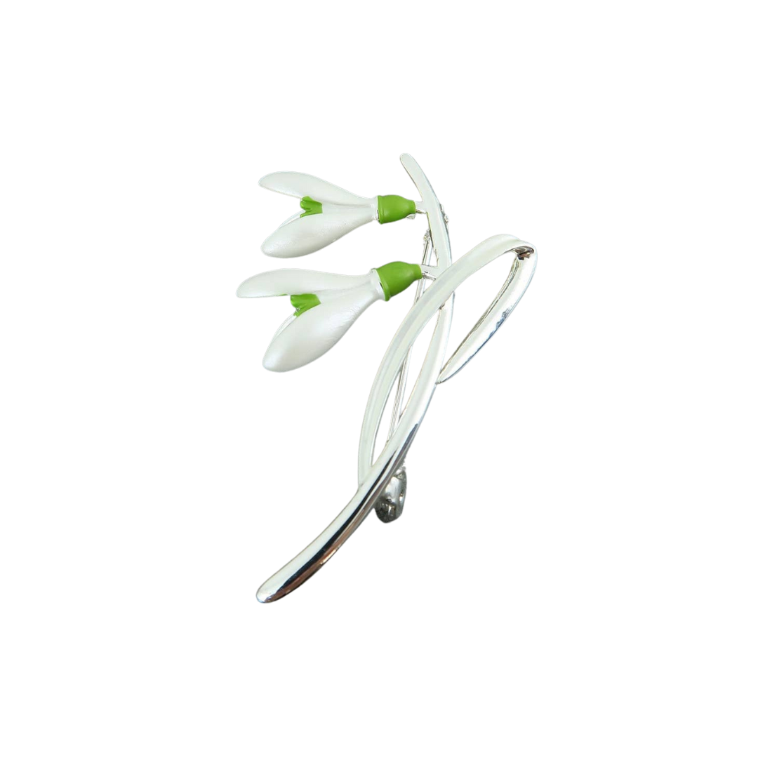Snowdrop White Flower Brooch