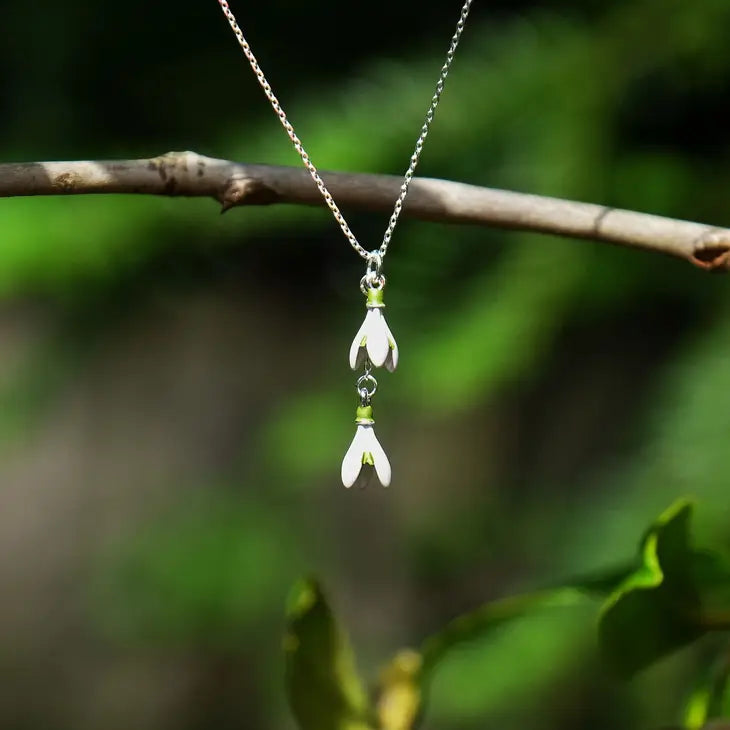 Snowdrop White Flower Pendant Necklace