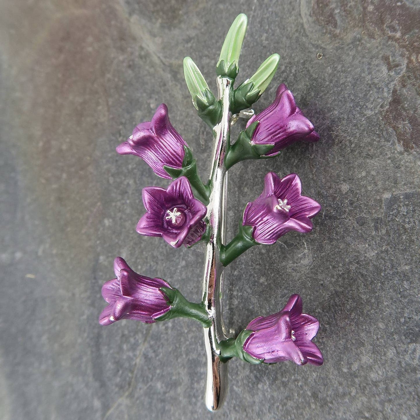 Canterbury Bells Purple Flower Brooch