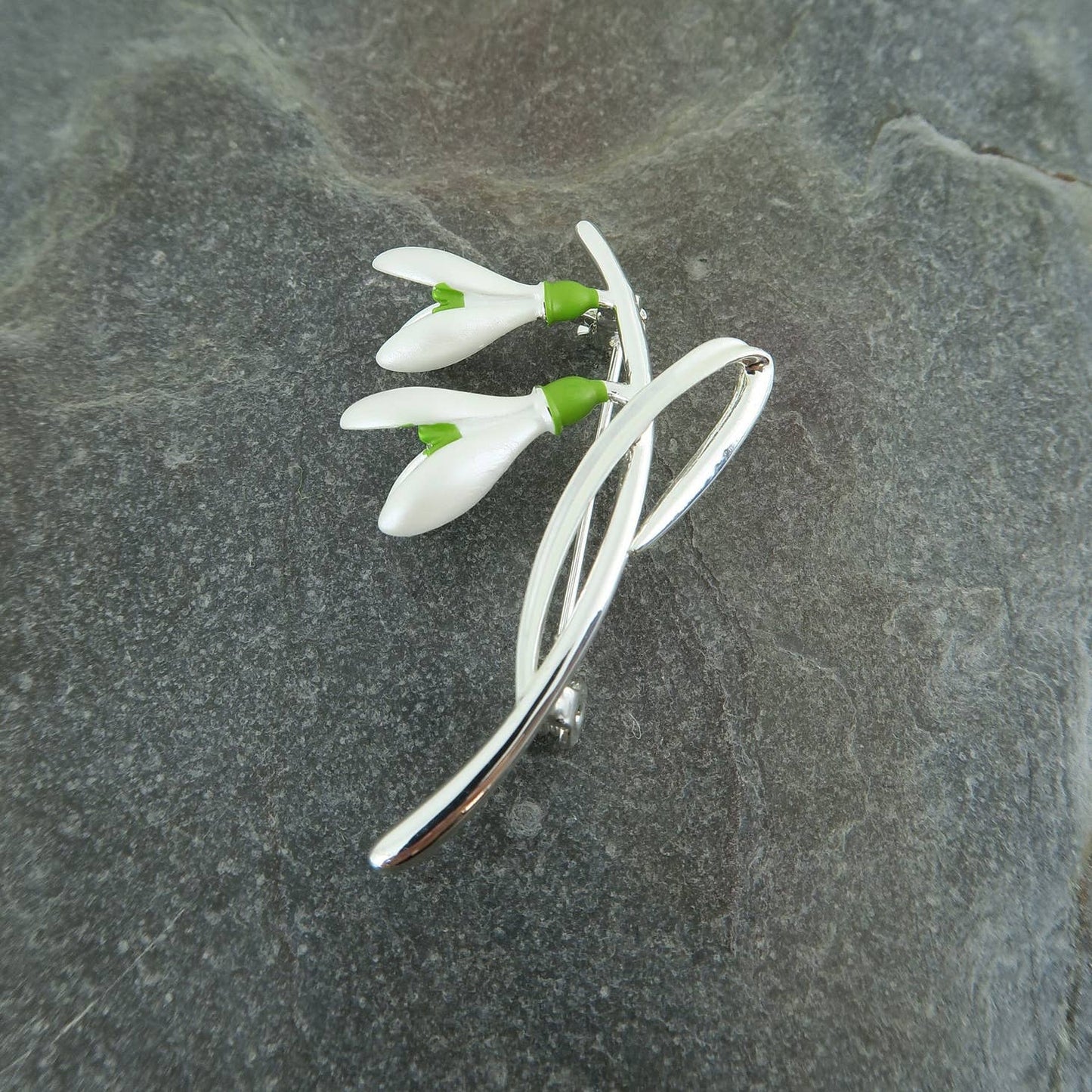 Snowdrop White Flower Brooch